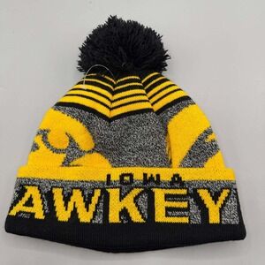 Iowa‎ Hawkeyes Hat Men Gray Yellow Gen2 Cuffed Beanie Pom Pom Cap